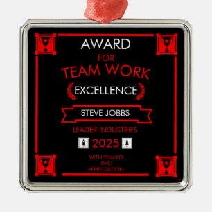 Preis für die Arbeit des Unternehmensteams Ornament Aus Metall