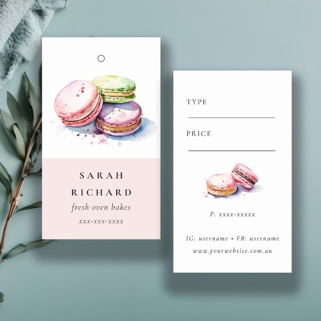Preis für die Bäckerei "Watercolor French Macarons Visitenkarte (Von Creator hochgeladen)