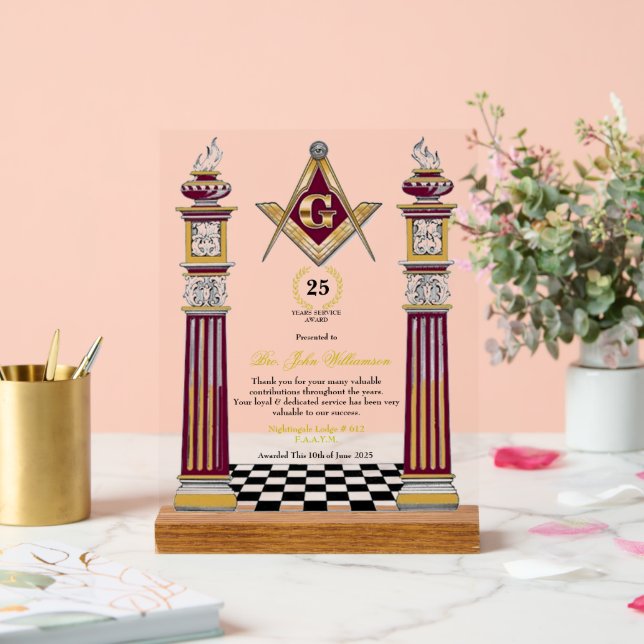 Preis für Freemason Years Services Acrylschild (Hochzeit)