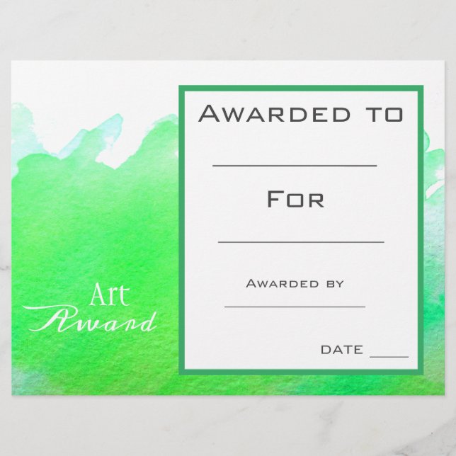 Preis für grüne Farbe in Wasserfarbe der Klasse (Vorderseite)