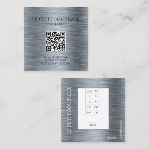 Preis für moderne graue US-Kleidungsgröße Quadratische Visitenkarte