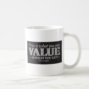 Preis ist, was Sie paginieren - Weiß auf Schwarze Kaffeetasse