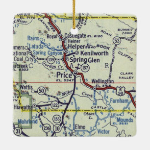 Preis Utah Vintage Karte Keramikornament