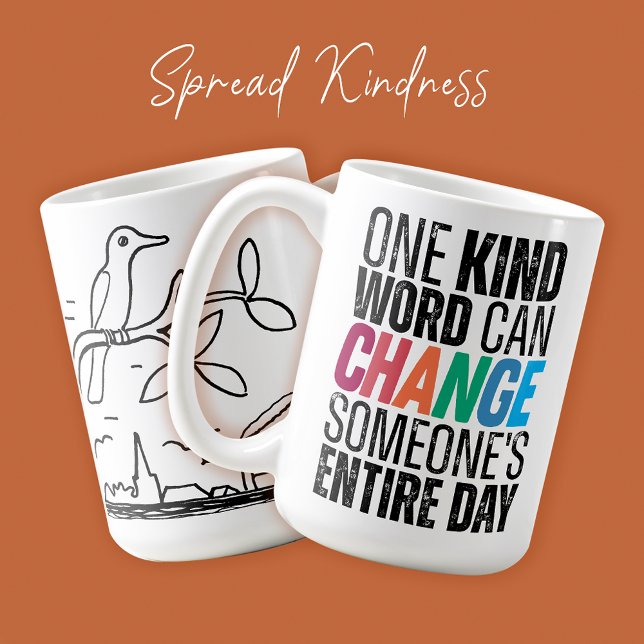 Preisangebot für Freundlichkeit Moderner, trendige Kaffeetasse (Kindness Quote Inspiration Coffee Mug Motivational Uplifting Gifts Birthday Holiday Sustainable Gift)