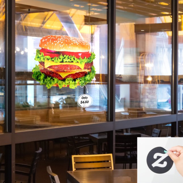 Preisanpassung für doppelte Cheeseburger Deluxe Ad Fensteraufkleber (Restaurantfenster)