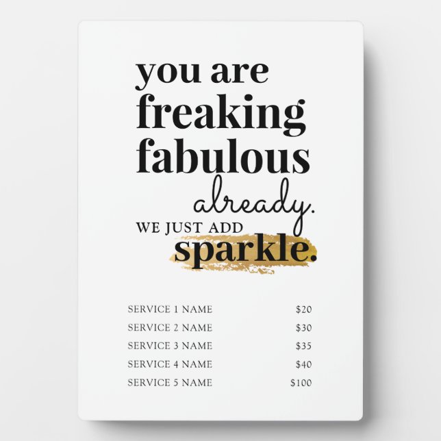 Preisdienste Hair Makeup Lashes Salon-Zeichen Fotoplatte (Vorderseite)