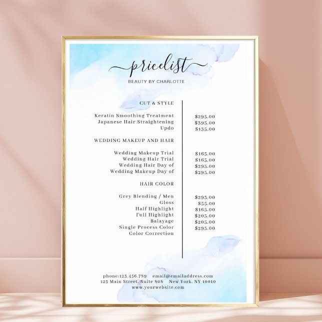 Preise für Aquarellfarben Salon Poster (Watercolor Ink Salon Price List Poster)