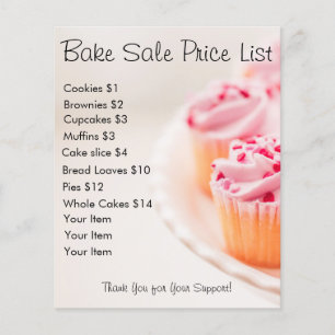 Preise für Backwaren Rosa Cupcakes Flyer