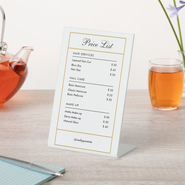 Preise für Friseursalon mit eigener Marke Sockelschild (In SItu)