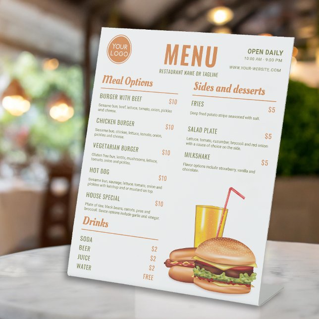 Preise für Orange und Green Hamburger Restaurant Sockelschild (Von Creator hochgeladen)