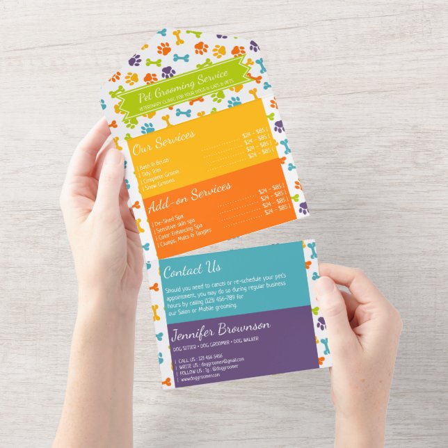 Preise für tierärztliche Leistungen von Orange Paw All In One Einladung (Abreißen)