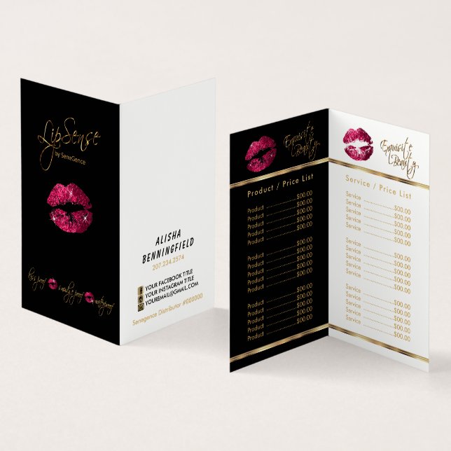 Preise und Service für Hot-Rosa und Gold Lip Visitenkarten (Innenseite und Außenseite)