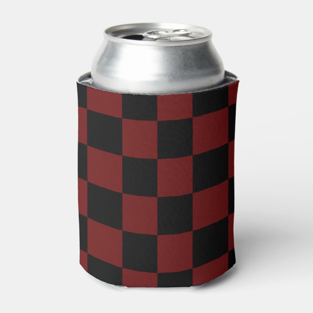 Preiselbeer-Rot-Schwarz-Schachbrettmuster Dosenkühler (Kanne Vorderseite)