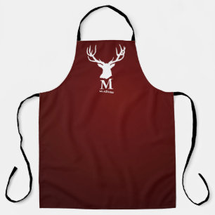 Preiselbeer-roter Elchhirschbock-Monogramm Familie Schürze