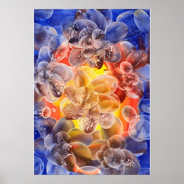 Preisgekrönte handgemalte Gouache-Blumen Poster (Vorne)