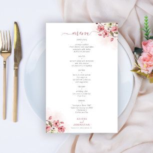 Preisgünstiger rosafarbener Blumen-Hochzeitsmenü-F Flyer