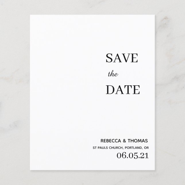 preislich elegantes Non-Foto Save the Date Flyer (Vorne)