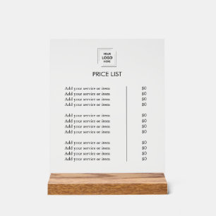 Preisliste Acrylschild   Klarer Tischdisplay