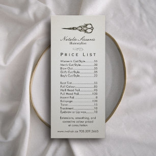 Preisliste   Antique Scissor Vintage Hair Salon #2 Werbekarte
