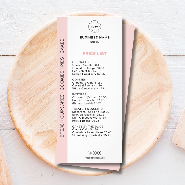 Preisliste Bäckerei-Menü Werbekarte (Bakery Menu Price List)