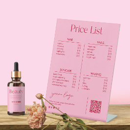Preisliste Blush Pink Salon Beauty Sockelschild