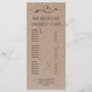 Preisliste & der Bäckerei 'Homemade With Love' Menükarte