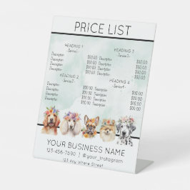 Preisliste der Blume für den Hundegrooming Sockelschild