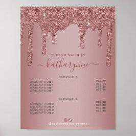 Preisliste der Chic Rose Gold Sparkle Drilling Gli Poster
