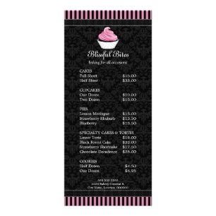 Preisliste der eleganten Bäckerei Cupcake Werbekarte