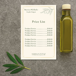 Preisliste der eleganten Olivenhaine Flyer