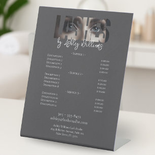 Preisliste der modernen Typografie "LASHES by" Sockelschild