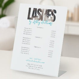 Preisliste der modernen Typografie "LASHES by" Sockelschild