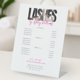 Preisliste der modernen Typografie "LASHES by" Sockelschild