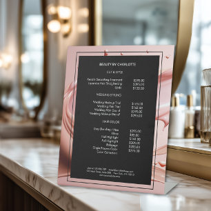 Preisliste des Blush Pink Beauty Salons Sockelschild
