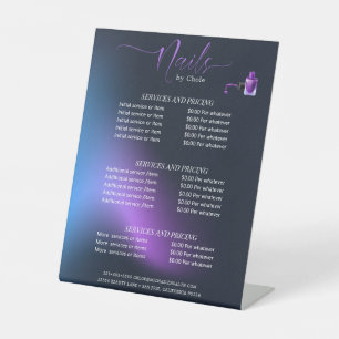 Preisliste des modernen Chic Amethyst Nail Service Sockelschild