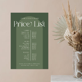 Preisliste des Salons des modernen Boho Sage Green Poster