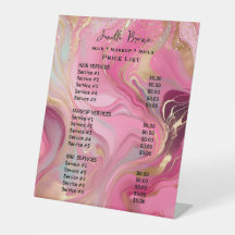 Preisliste des Schönheitssalons Pink Marble & Gold