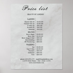 Preisliste des Vintage-Beauty-Salons Poster