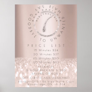 Preisliste Elektrolyse Haarentfernung Rose Beauty1 Poster