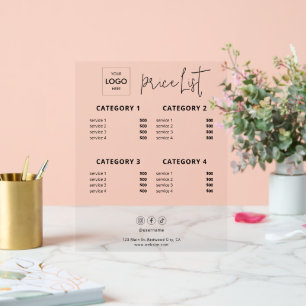 Preisliste Firmenlogo Akryllische Akryllische Besc Acrylschild