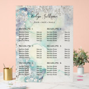 Preisliste für aquamarine Glitzer Acrylschild