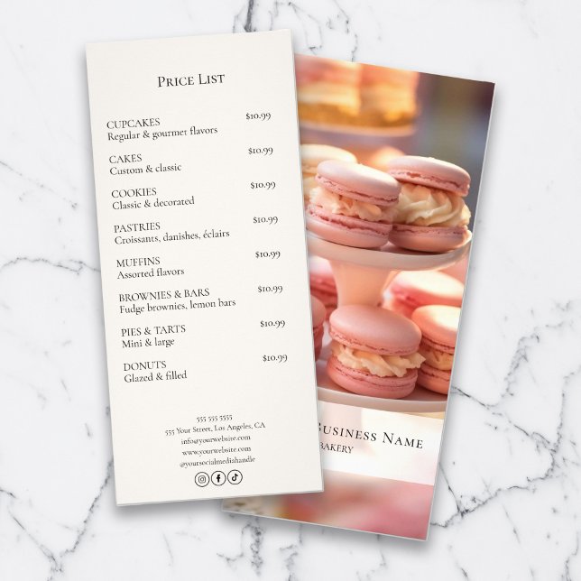 Preisliste für Bäckereien nach Foto Werbekarte (Bakery Price List Menu)