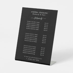 Preisliste für Black Beauty Business Services Sockelschild