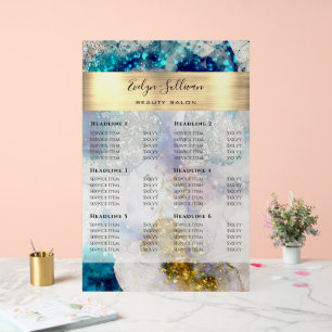 Preisliste für blaue Gold Silberne Glitzer Wasserf Acrylschild