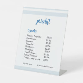 Preisliste für Blue Flower Mixer Cupcake Sockelschild