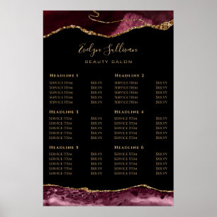Preisliste für Burgundy Gold Agate Poster