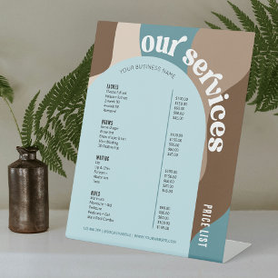 Preisliste für Business Services Trendy Retro Neut Sockelschild