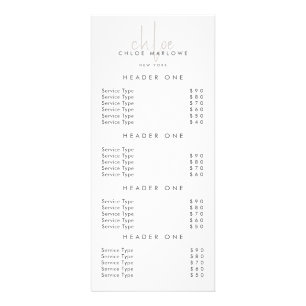 Preisliste für Chair Hair Stylist Beauty Salon Werbekarte