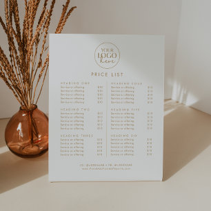 Preisliste für Chic Gold Typografy-Logos Sockelschild