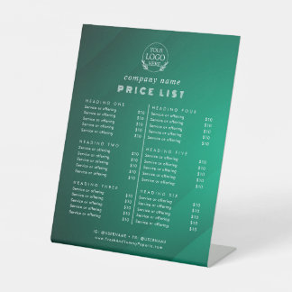 Preisliste für Chic Typografy Business Services Sockelschild